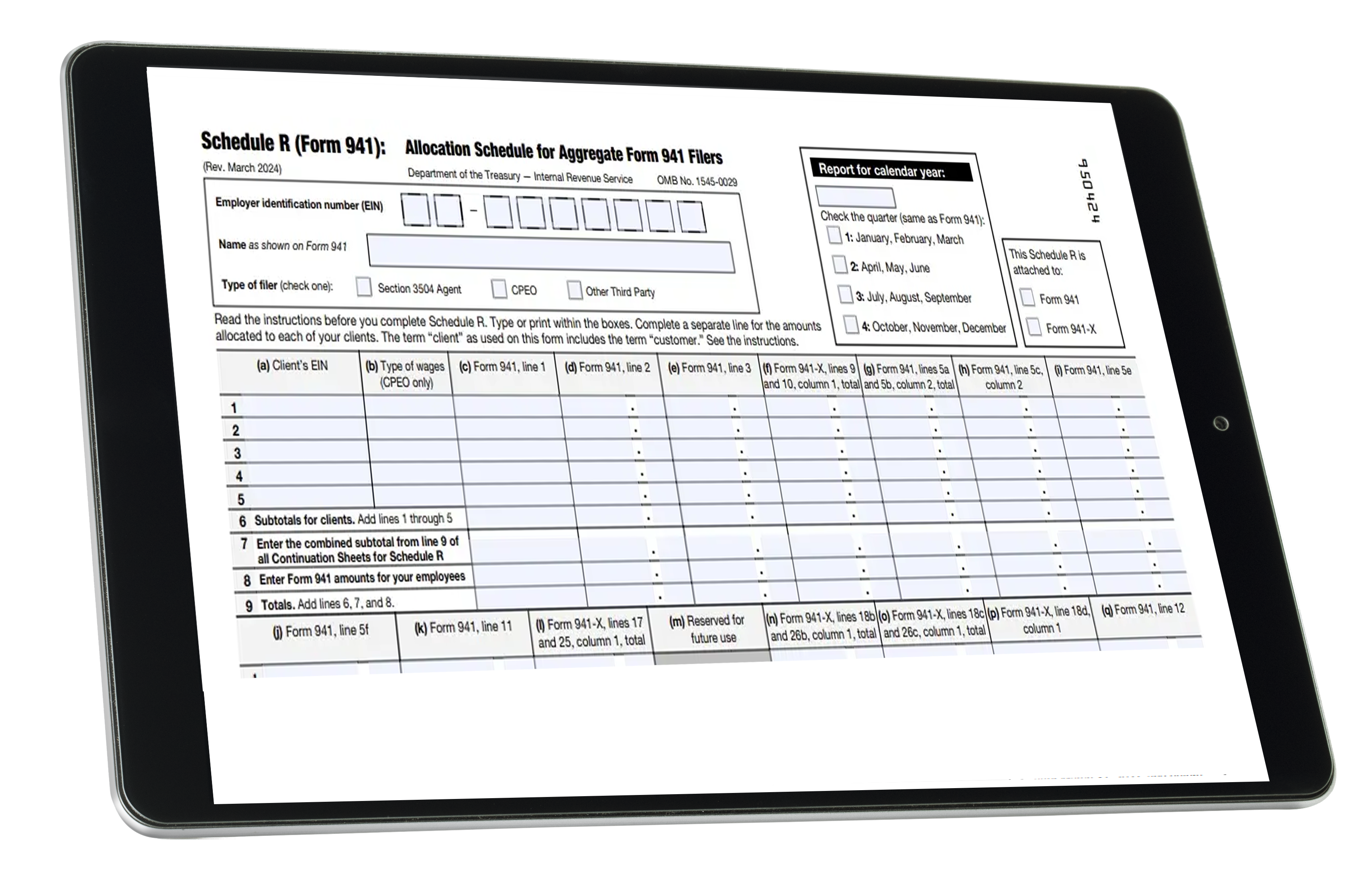 IRS Form 941 Schedule R for 2023